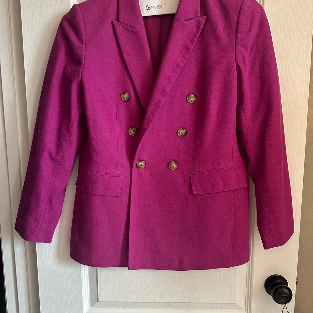 LOFT Magenta Double-Breasted Blazer